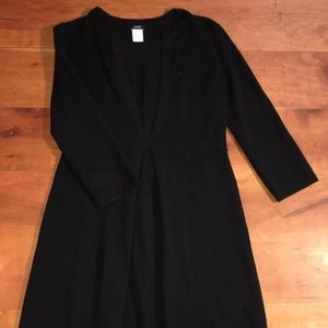 Black Wool and cashmere Deep V mini dress